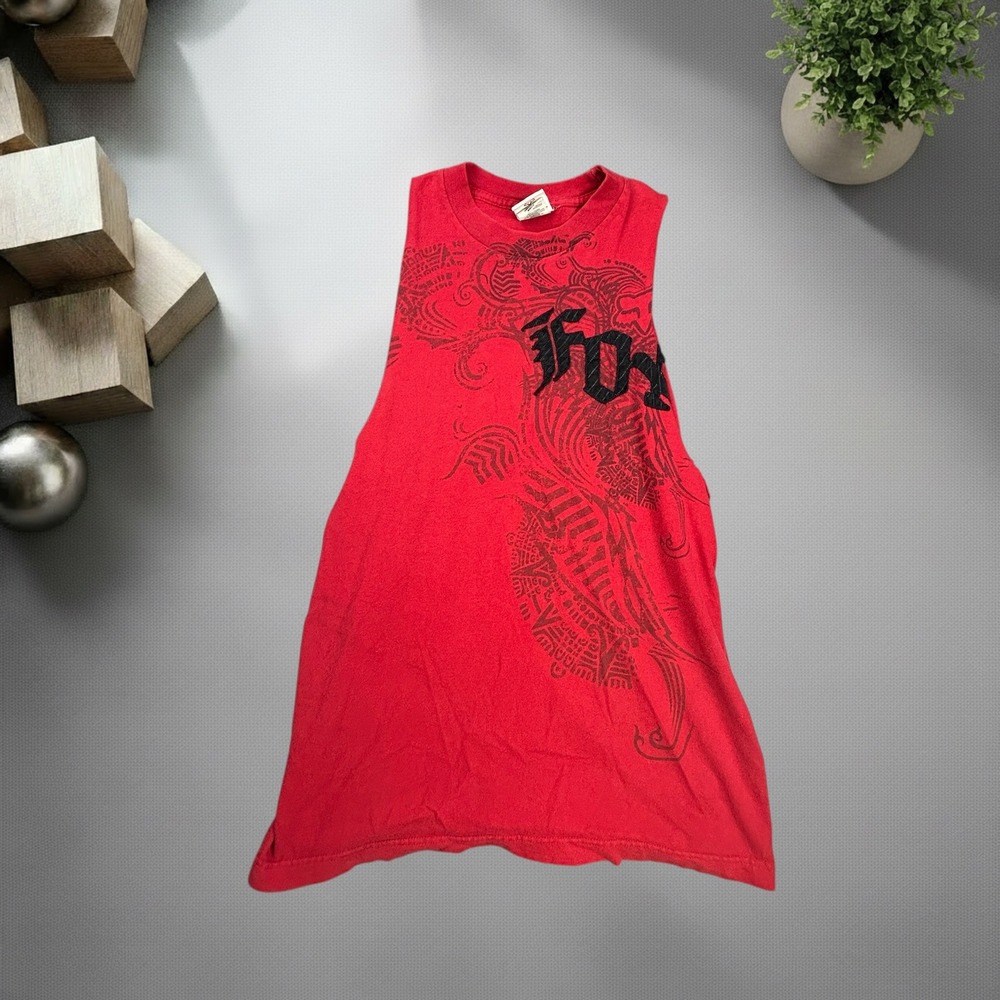 Fox Racing Vintage Y2K Red Tribal Graphic Muscle Tank Top Mens Medium